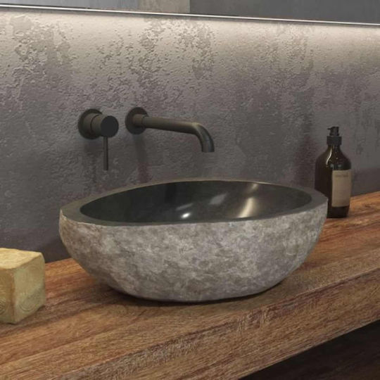 Karag River Stone NRS3 40 Deasupra Blatului Chiuvetă Piatră 45x45x15cm Gri