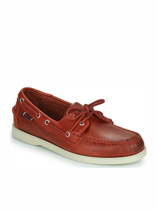 Sebago Men's Leather Boat Shoes Red