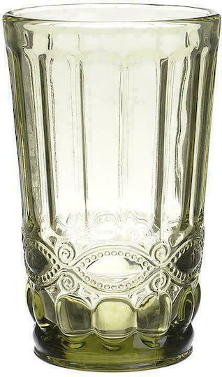 Inart Set of Glasses Water made of Glass in Green Color 310ml 6pcs
