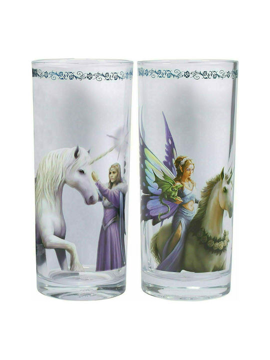 Half Moon Bay Anne Stokes Unicorns Комплект Чаши от Стъкло в Прозрачен Цвят 300мл 2бр