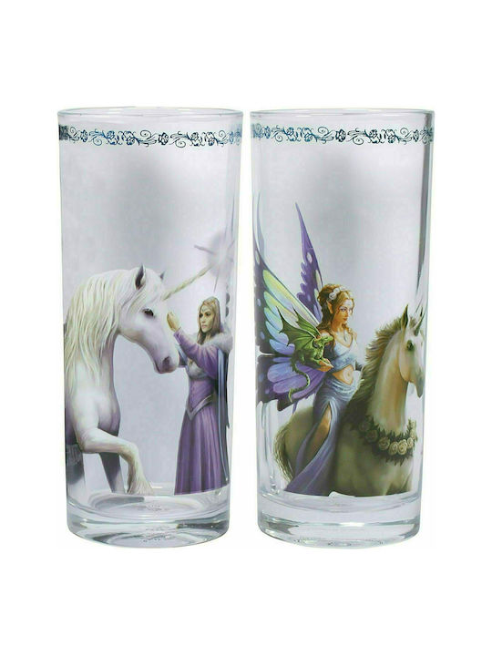 Half Moon Bay Anne Stokes Unicorns Set de Pahare din Sticlă 300ml 2buc