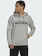 Adidas Essentials Linear Men's Sweatshirt with Hood & Pockets Gray