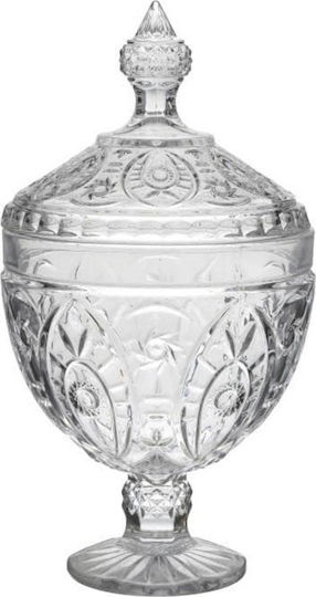 Click Vintage Glass Sweet Jar with Lid and Foot Transparent 15x15x28cm