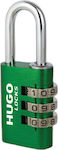 Hugo Locks PA20 Aluminum Padlock Brass Combination Green 20mm 1pcs