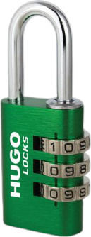 Hugo Locks PA20 Aluminiu Lăcăt Încuietoare Shackle Combinație Verde 20mm 1buc