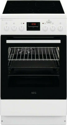 AEG CCB56481BW Κουζίνα 58lt με Κεραμικές Εστίες Π50εκ. Λευκή