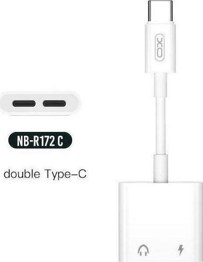 XO NB-R172C Μετατροπέας USB-C male σε USB-C 2x female Λευκό 1τμχ