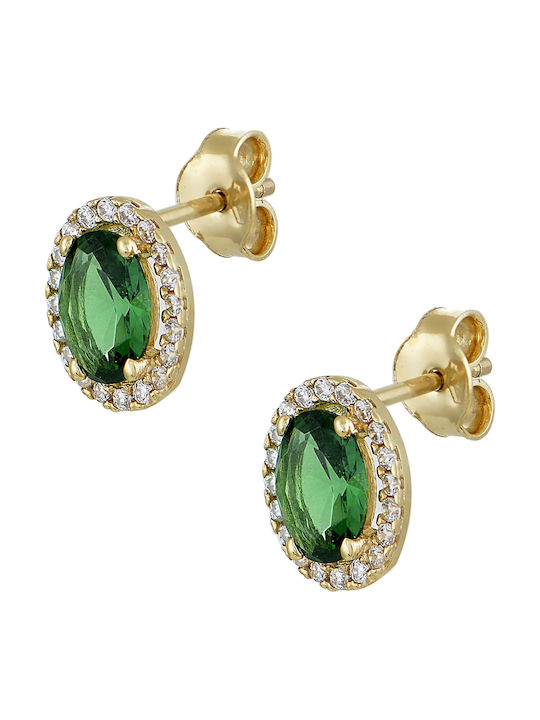 GOLD 14 CARAT ROSE EARRINGS WITH LONDON GREEN TOPAZE SK44