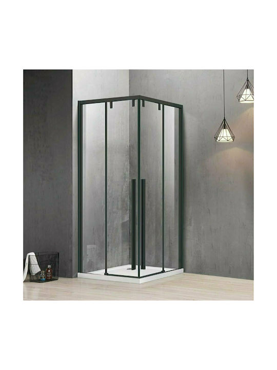 Karag Santorini 100 NR-10 Cabin for Shower with Sliding Door 100x100x200cm Clear Glass Nero