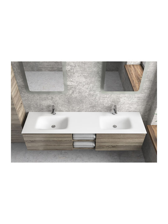Karag Space Încorporat Chiuvetă Porțelan 175x46x18cm Alb