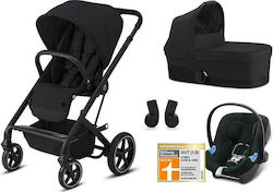 Cybex Πολυκαρότσι Balios S Lux Black Frame With Cot S & Aton B I-Size 3 in 1 Deep Black