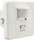 GloboStar Recessed Electrical Motion Sensor Wall Switch with Frame Basic White Διακόπτης με Αισθητήρα Ημέρας-Νύχτας & PIR 160° 9m 75705