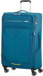 American Tourister Summerfunk Large Travel Suitcase Fabric Turquoise with 4 Wheels Height 79cm