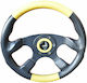 SWM Leather Car Steering Wheel with 34cm Diameter Yellow/Black