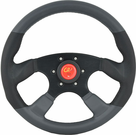 SWM Leather Car Steering Wheel with 34cm Diameter Gray/Black