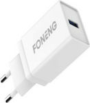 Foneng Зарядно без кабел с USB-A порт Бял (K300)