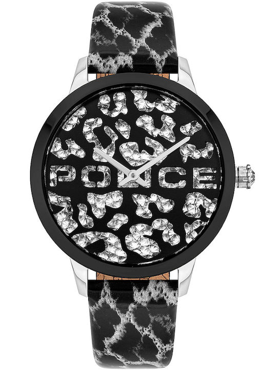 Police Ladies Bagan Damen Uhr mit Schwarz Leder...