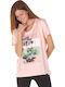 District75 121WSS-902 Damen T-shirt Rosa 121WSS-902-0P8