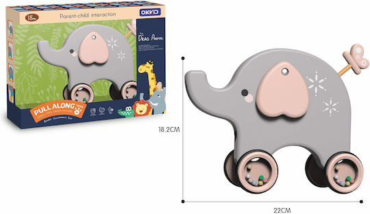 Zita Toys Pull-Along Toy Sliding Elephant Rattle made of Wood for 18++ Months