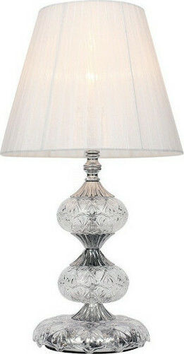 Fan Europe Incanto-L1 Kristall Vintage Tischlampe für Fassung E14 mit Weiß Schirm und Transparent Basis