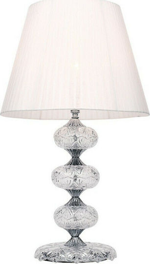 Fan Europe Incanto-LG1 Kristall Vintage Tischlampe für Fassung E14 mit Weiß Schirm und Transparent Basis