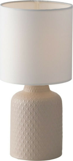 Fan Europe Ravello-L Ceramic Table Lamp for E14 Socket with White Shade and Beige Lamp Base