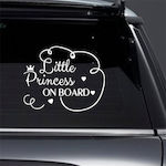 Σήμα Baby on Board με Αυτοκόλλητο Little Princess Λευκό