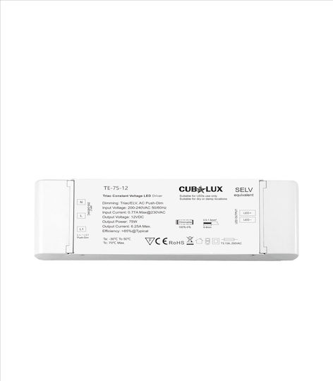 Cubalux Dimmable Τροφοδοτικό LED IP20 Ισχύος 75W με Τάση Εξόδου 12V