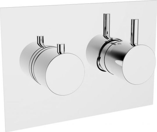 Ottone Meloda Thermostatics Built-in Faucet Mixer for Shower 2 Exits Silver