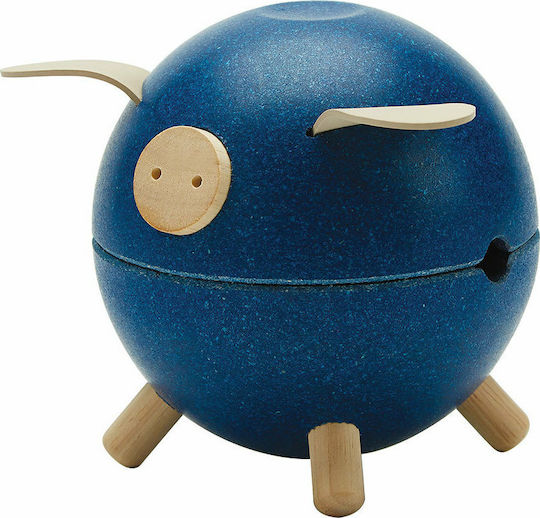 Plan Toys Piglet Children's Money Box Wooden Blue 10.7x10.7x11cm Plan Toys Piglet Children's Money Box Wooden Blue 10.7x10.7x11cm