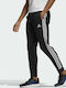 Adidas 3Stripes Παντελόνι Φόρμας με Λάστιχο Fleece Μαύρο