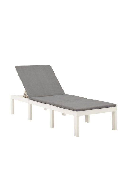 Șezlong Plastic Cu Pernă Albă 195x65x32cm