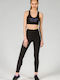 17-27089 Women's Cropped Running Legging Shiny & High Waisted Black