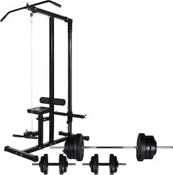 vidaXL Power Tower Multi-Gym with Weights 57.5kg with Barbell and Dumbbells Set 60.5kg