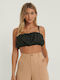 1018-006839 Women's Summer Crop Top with Straps Black 1018-006839-0002