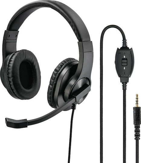 HAMA HS-P350 На ушите Мултимедийни слушалки с микрофон и връзка 3,5 мм жак в Черен цвят