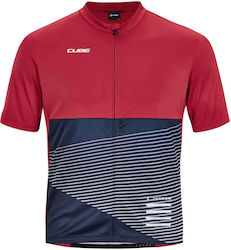 CUBE ATX Full Zip Männer Kurze Ärmel Fahrradtrikot Rot CUBE ATX Full Zip Männer Kurze Ärmel Fahrradtrikot Rot