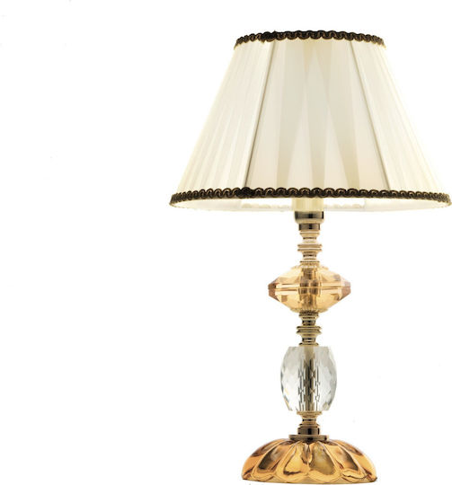 Ondaluce Glass Vintage Table Lamp for Socket E14 with White Shade and Gold Base
