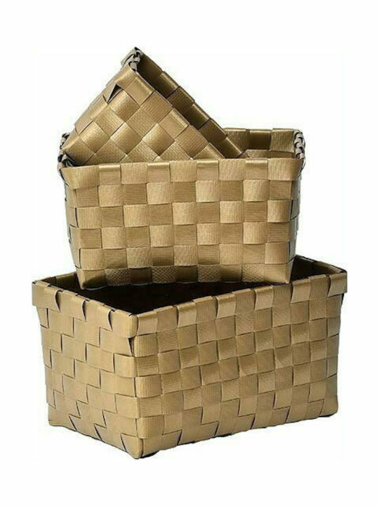 Coș de Depozitare Plastic Bej 3buc