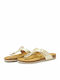 Plakton Leather Women's Flat Sandals Anatomic In Gold Colour