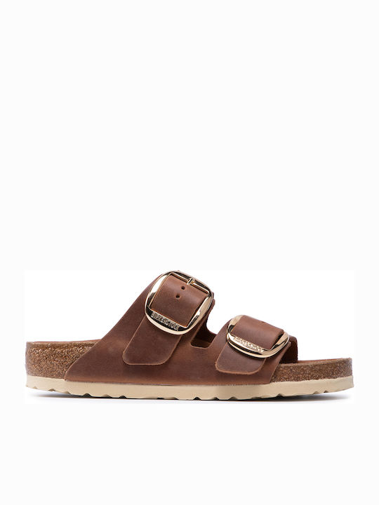 Arizona Big Buckle Oiled Leather Women's Sandals Brown Regular Fit