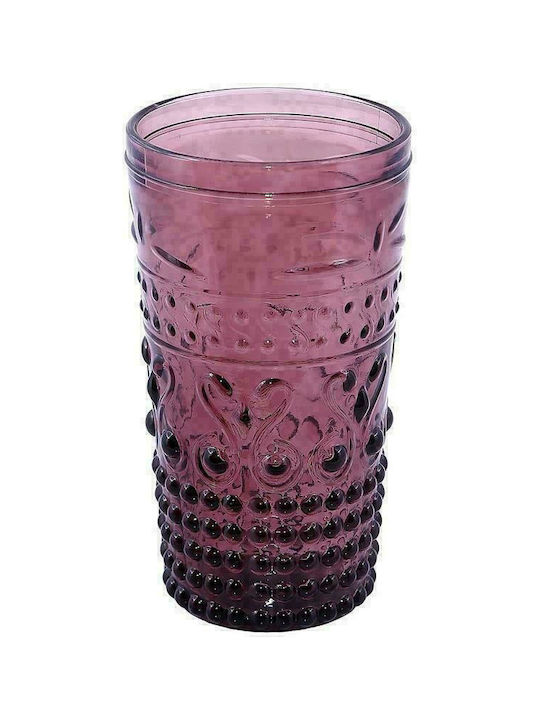 Espiel Embossed Glass Water made of Glass in Purple Color 550ml 1pcs