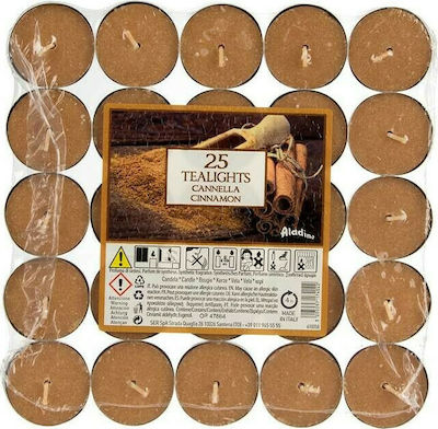 Art et Lumiere Tealights with Scent Cinnamon in Brown Color 25pcs