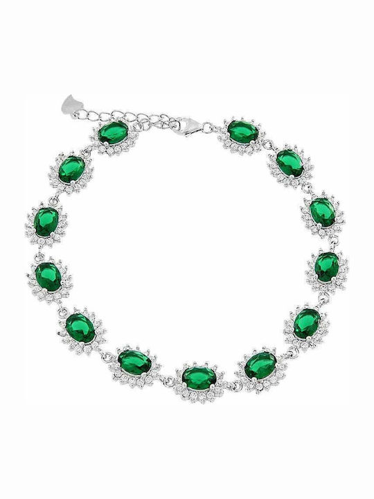 Women's silver bracelet 925 with green cubic zirconia BR21200113