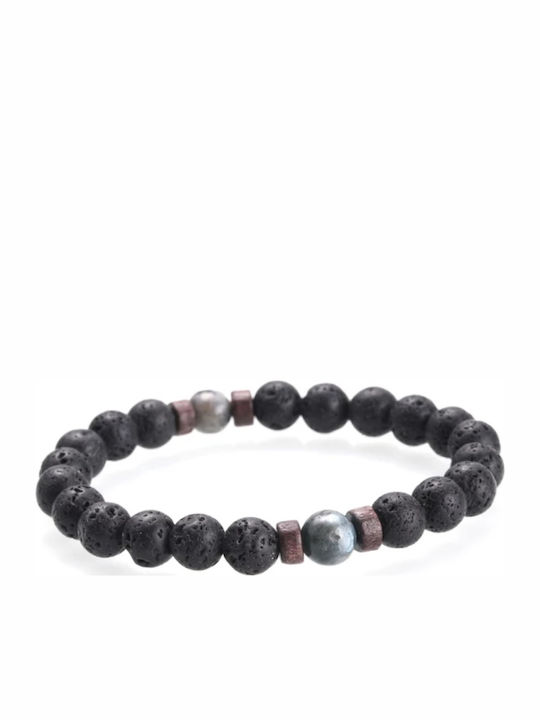 Bracelet with lava stone black