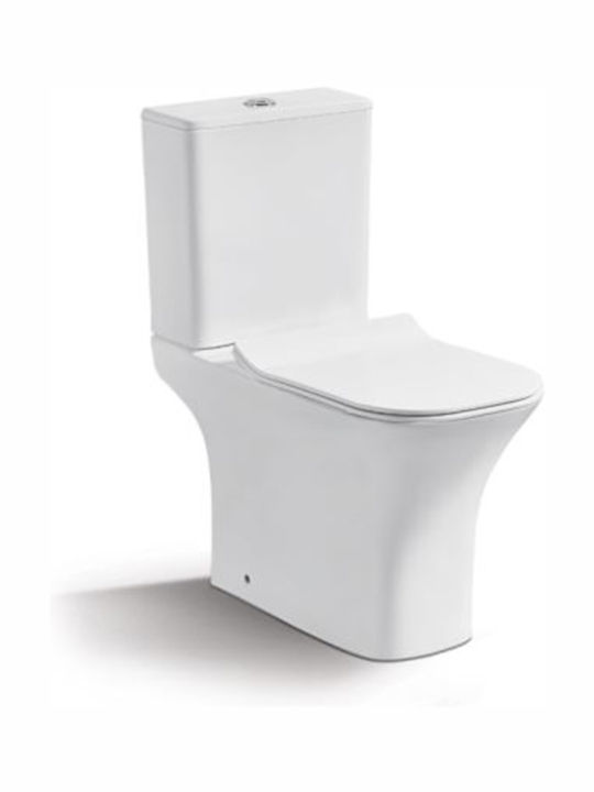 Inter Ceramic UF Stehende Toilette Randlos mit Spülung mit Deckel Sanftes Schließen Weiße