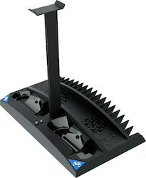 iPega Multifunctional Vertical Stand Stație de încărcare pentru 2 controllere PS4 cu iluminare LED Negru