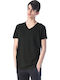 Paco & Co 85401 Men's Short Sleeve T-shirt with V-Neck Black