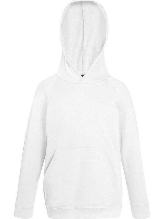 Fruit of the Loom Kids Fleece Sweatshirt with Hood and Pocket White