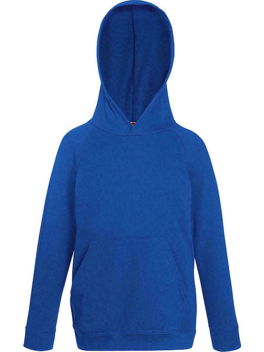 Fruit of the Loom Kids Fleece Sweatshirt with Hood and Pocket Blue